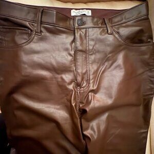 stylish brown faux leather pants